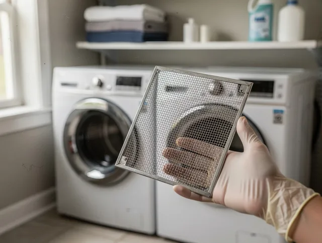 Glastonbury Dryer Vent Cleaning specialist performing detailed lint trap cleaning service in Glastonbury